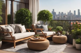 Balkongestaltung mit praktischen Holzmöbeln