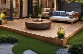 Blumenbeete in Holzmöbeln integriert