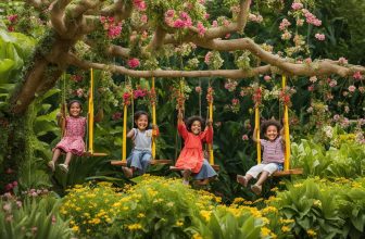 Doppelschaukeln mit Gartengeräten: Kleine Gärtner erleben