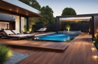 Eleganz und Funktionalität am Pool mit Holz
