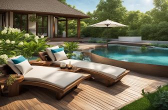 Entspannung und Erholung am Pool mit Holzgartenmöbeln