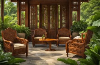 Handgeschnitzte Holzmöbel für den Garten