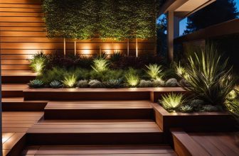 Holz Terrassenfliesen und Beleuchtung: Atmosphäre im Dunkeln