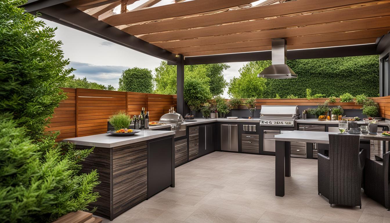 Holz Terrassenfliesen und Grillplätze: Outdoor-Küchen gestalten