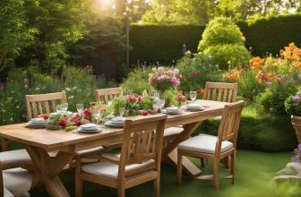 Holztische und -stühle: Essplatzgestaltung im Garten