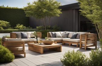 Modernes Holzmobiliar im Freien