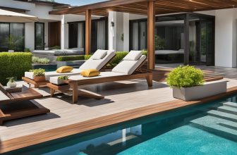 Poolside-Gestaltung mit stilvollen Holzmöbeln