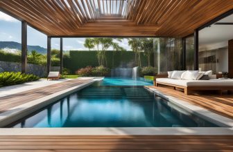 Robuste Holzmöbel für den Poolbereich