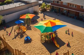 Sandkästen mit Sonnenschirm: Schutz vor Sonnenstrahlen