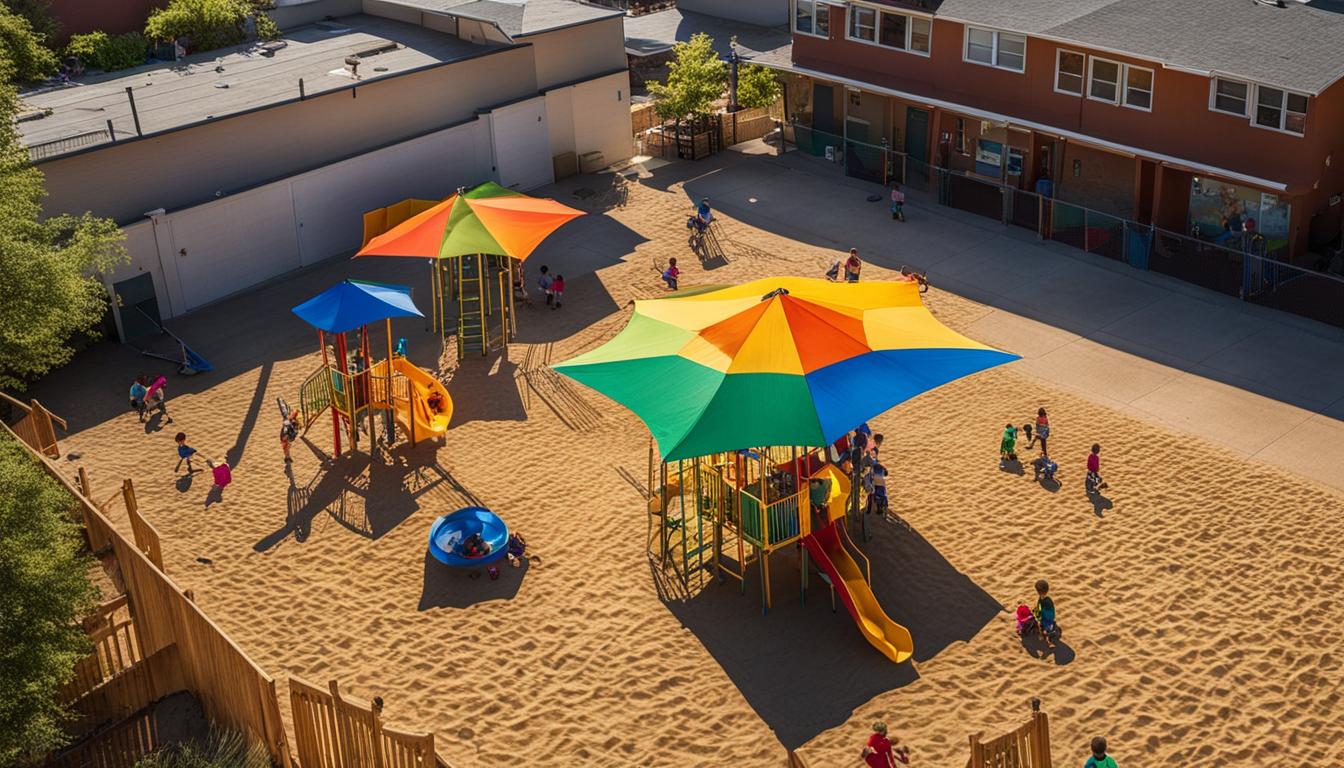 Sandkästen mit Sonnenschirm: Schutz vor Sonnenstrahlen
