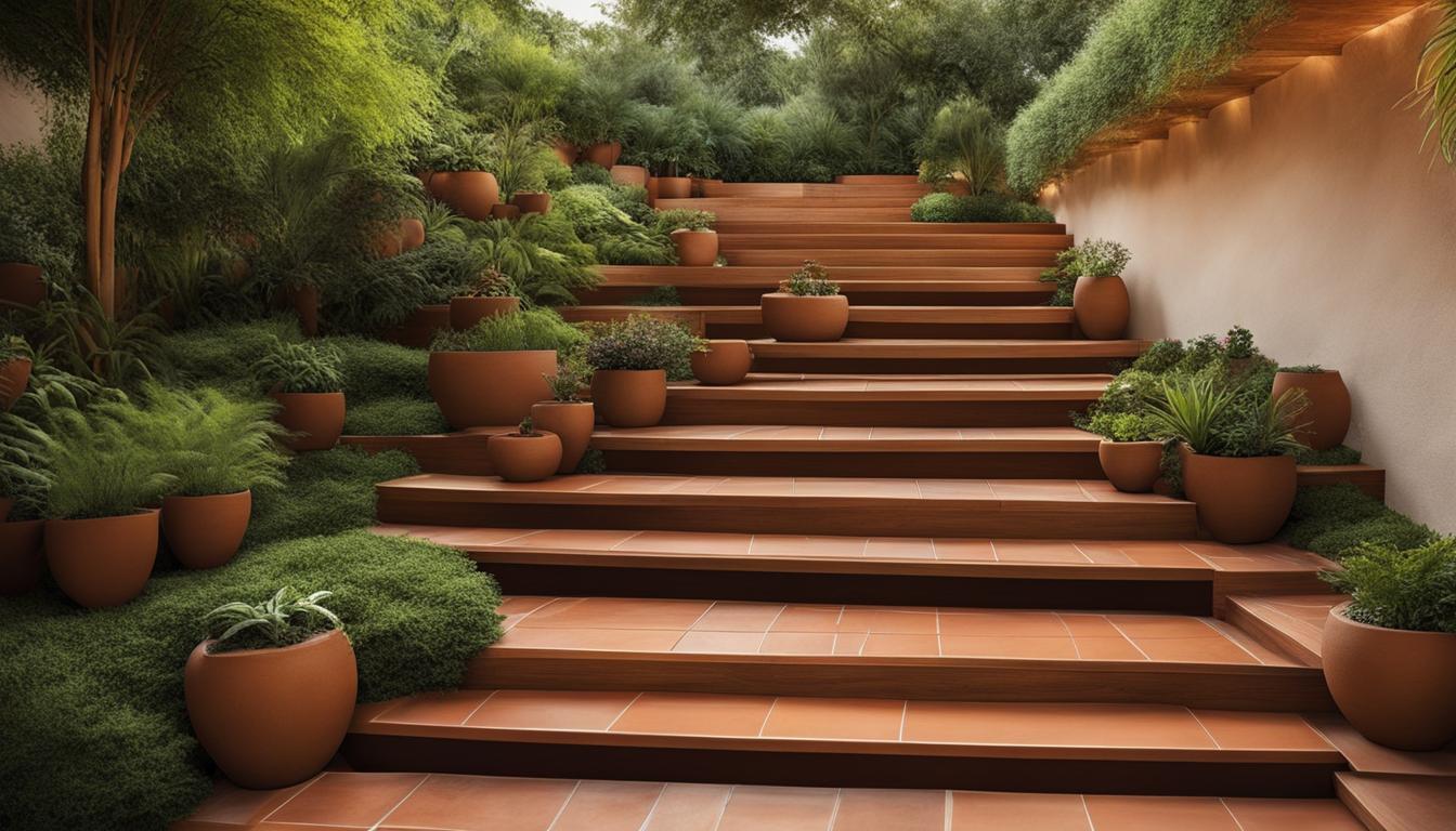 Treppen aus Holz Terrassenfliesen: Sicherer Übergang zur Gartenebene