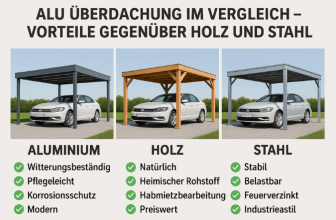 Alu Überdachung im Vergleich – Vorteile gegenüber Holz und Stahl
