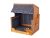 WOODTEX Hundestrandkorb Hav Chinesisches Kiefernholz – BxTxH: 75x65x95 cm, Rattan Braun mit Dunkelblau-weißen Nadelstreifen