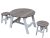 AXI 3-teiliges Picknick-Set Rund Grau/weiß – LxBxH (Tisch):70x70x48 cm; LxBxH (Hocker): 30x30x30 cm